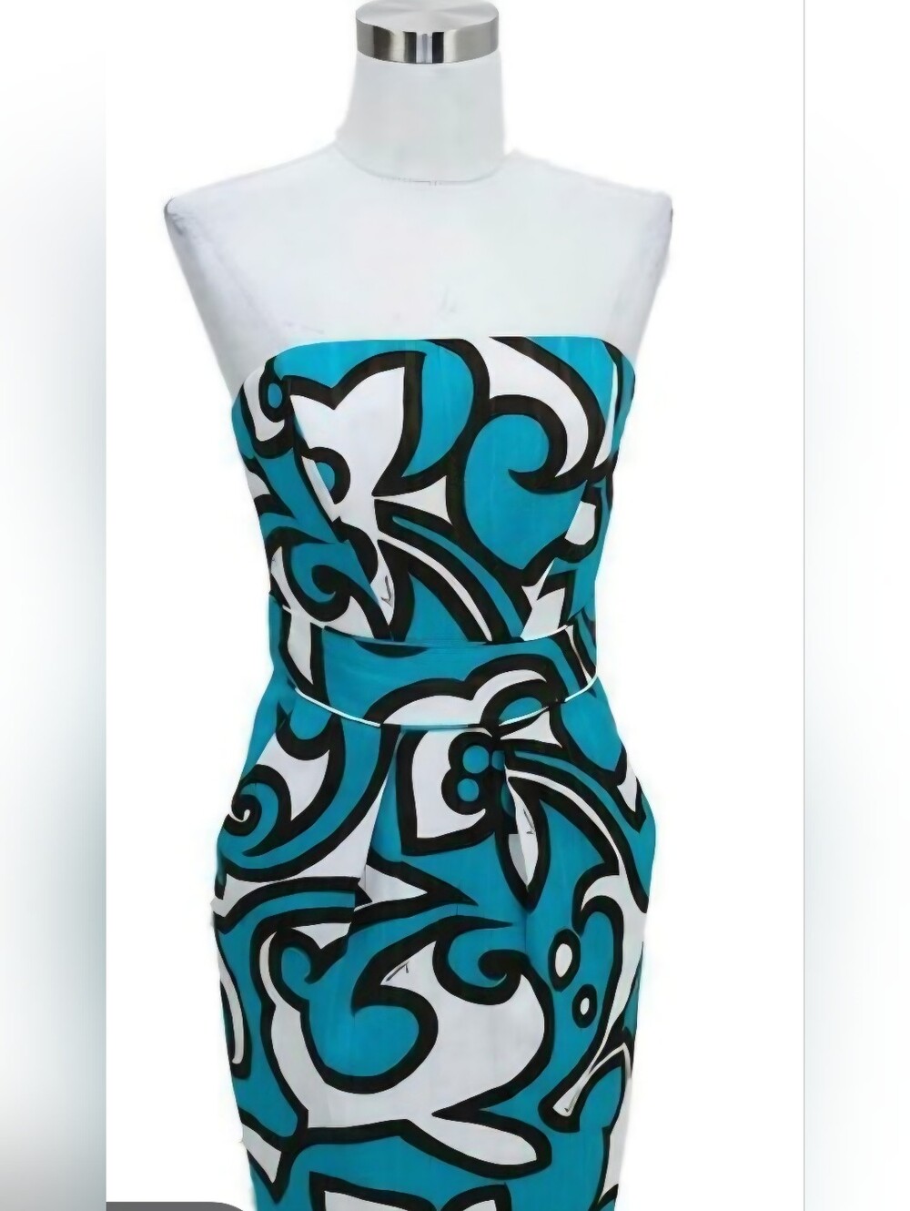 Milly New York Teal Brown Strapless Dress 4